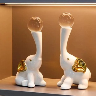 Elephant crystal ball decoration TV cabinet wine cabinet living room home decoration light luxury high-end housewarming gift