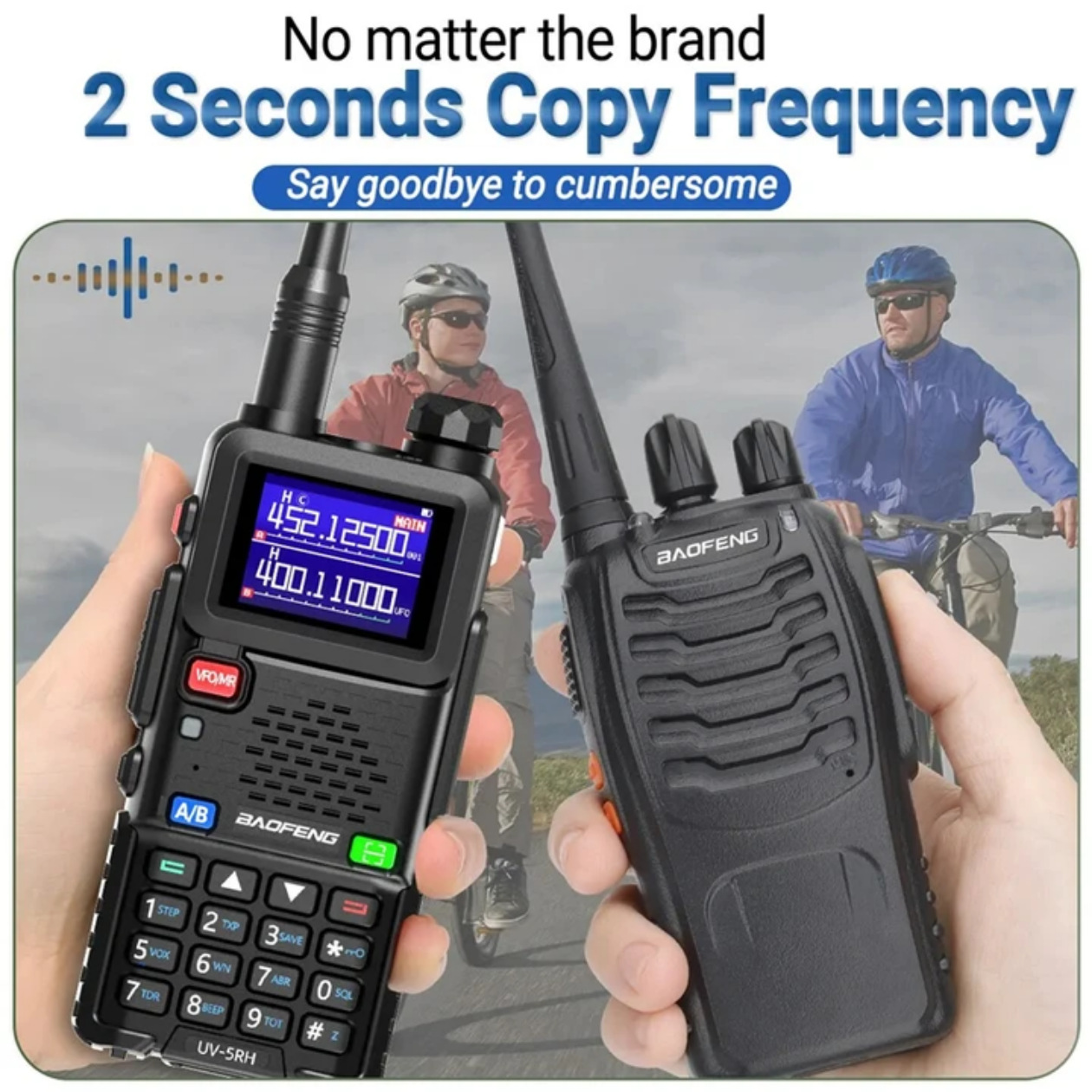 UV-5RH de walkie-talkie Baofeng/5RM de alta potencia 10W de un solo clic de frecuencia AM línea de aviación de banda completa recorrido sin conductor
