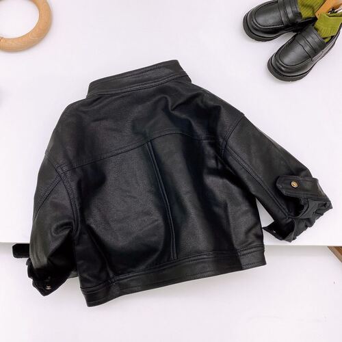 Children's motorcycle leather jacket  new spring, autumn and winter girls' jackets boys' style jackets 6356