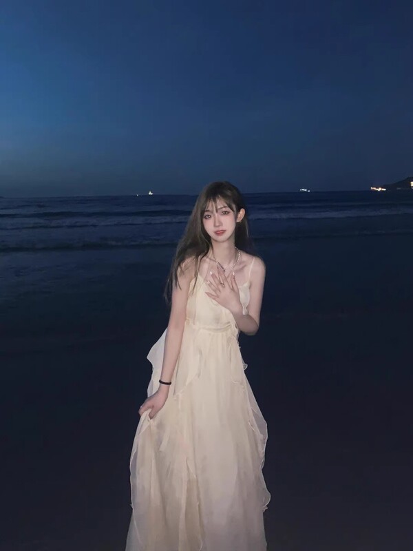 海辺の休暇の妖精のスカートウエストサスペンダードレス女性の春と夏の新しい三亜スイートビーチ膝上ロングスカート|undefined