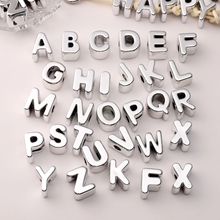 跨境热销亚克力镀银大孔字母珠配件手工diy手链项链饰品材料配件