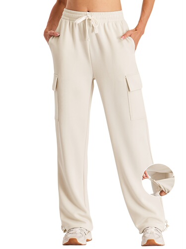 Women's High Waisted Cargo Sweatpants Gray Wide Leg Cross-border