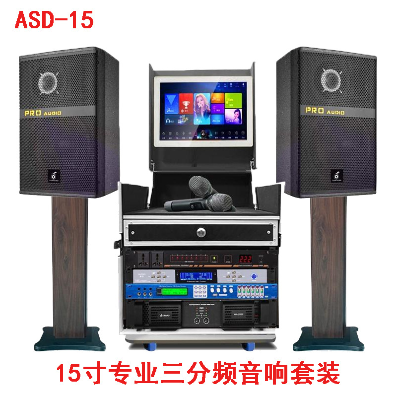 Mayorista 12 / 15 pulgadas altavoces profesionales del escenario amplificador de efectos de micrófono de música al aire libre K-canción conjunto de sonido