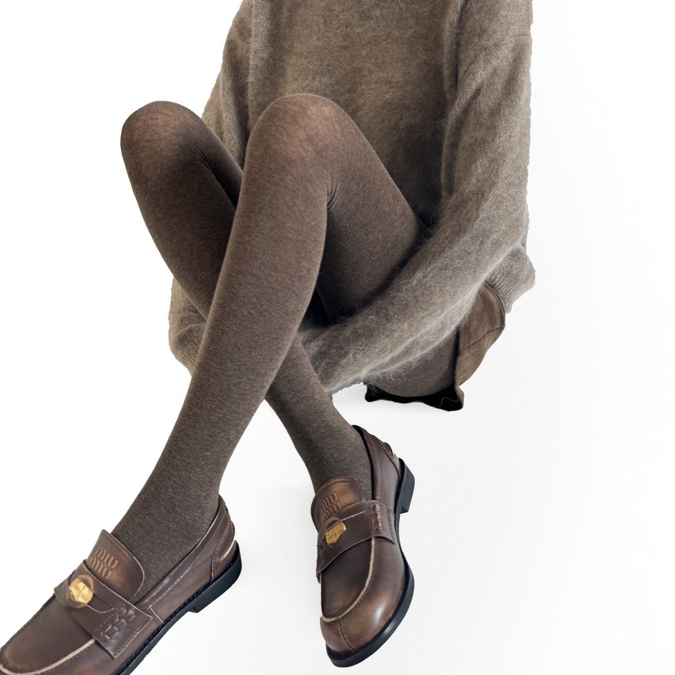 Autumn and Winter High-Transparency Cotton Linen Brown High-End Thin Sheer Flat Pantyhose Versatile Slimming Leggings Sheer Spring and Autumn