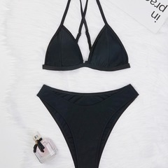 Bikini 2024 New Collection: Sexy Solid-Color Bikini, Fashionable Women's Split Swimsuit—Wholesale, Euro-American Style