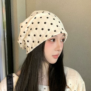 韩版个性亮片波点时尚包头月子帽春秋薄款休闲百搭圆点日系帽子女
