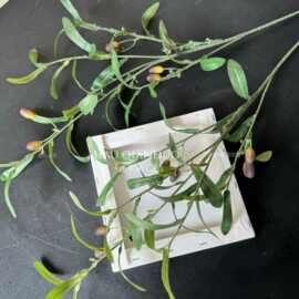 仿真植物橄榄带果绿植婚庆插花酒店装饰假树枝拍摄道具户外造景