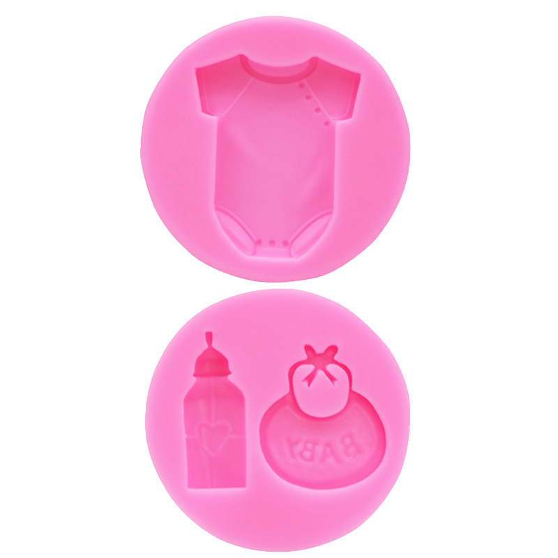 婴儿衣服奶瓶围嘴硅胶模具 翻糖蛋糕巧克力装饰模具 DIY烘焙模具