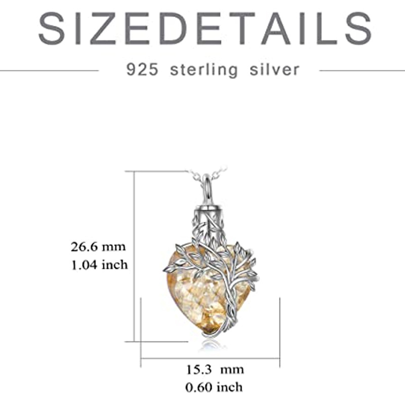 Acero inoxidable amor gema colgante vida árbol melocotón corazón collar urn Memorial parientes botella de perfume para mascotas