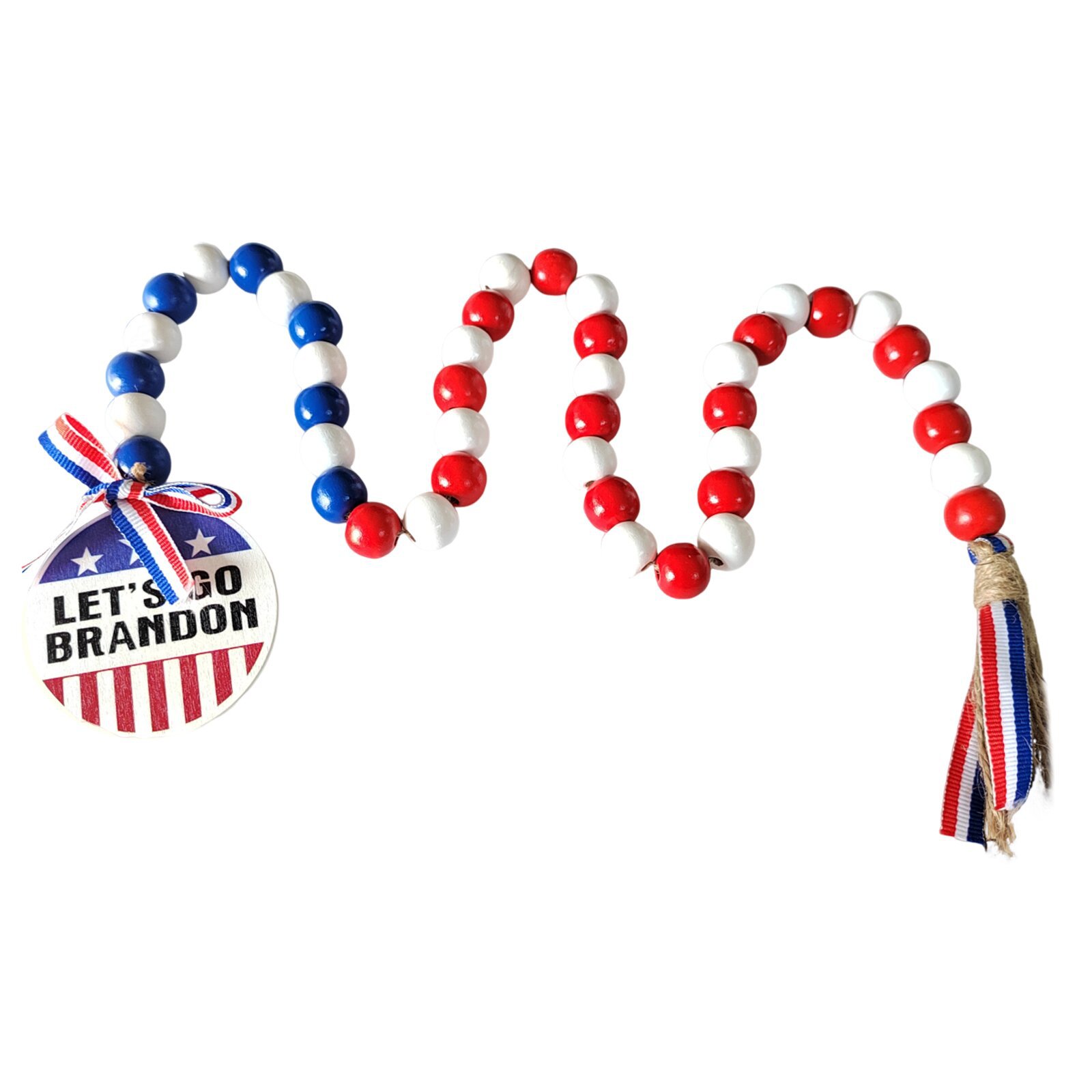 Inventario de EE.UU. Independencia diaria de perlas de bordilla colgante de madera DIY colorido cuerdas de cáñamo bordilla decoración colgante
