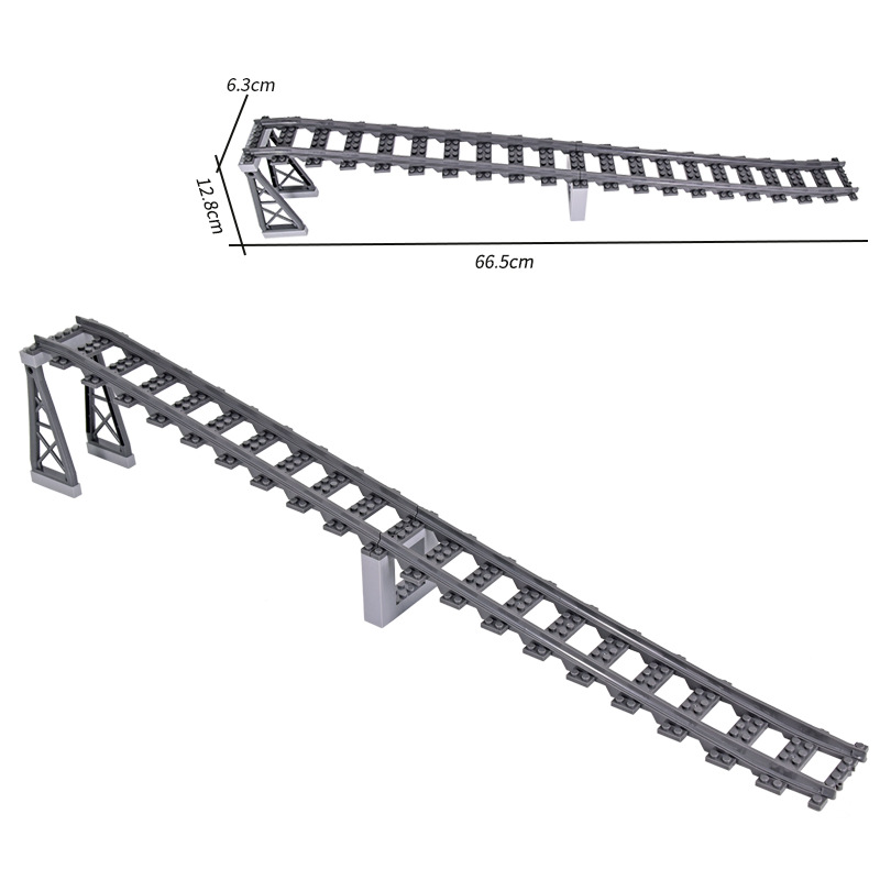 Bloques de construcción de tren de la ciudad Tren de la vía recta carril curvo carril Tenedor carril suave piezas de montaje Juguetes
