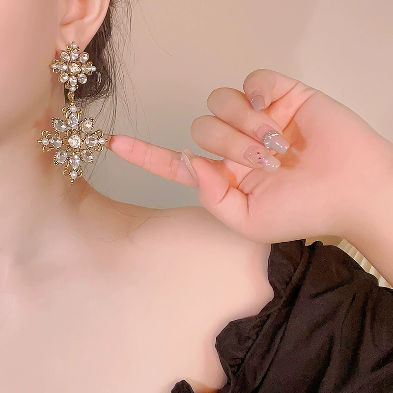 Retro серьги, модная серебряная игла, французский ретро стиль, цветочный, стиль легкого люкса, яркий запоминающийся стиль, высокое качество