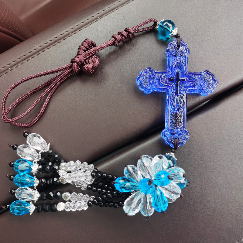 Crystal Cross Car pendant creative Jade cross car decoration creative 2022 new car decoration