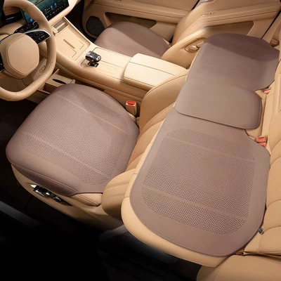 Seat cushion, seat cover | for All Seasons, High-End, Ventilated, Cool - chestnut-brown-punched-breathable-full-edge-three-piece-set-for-the-whole-car