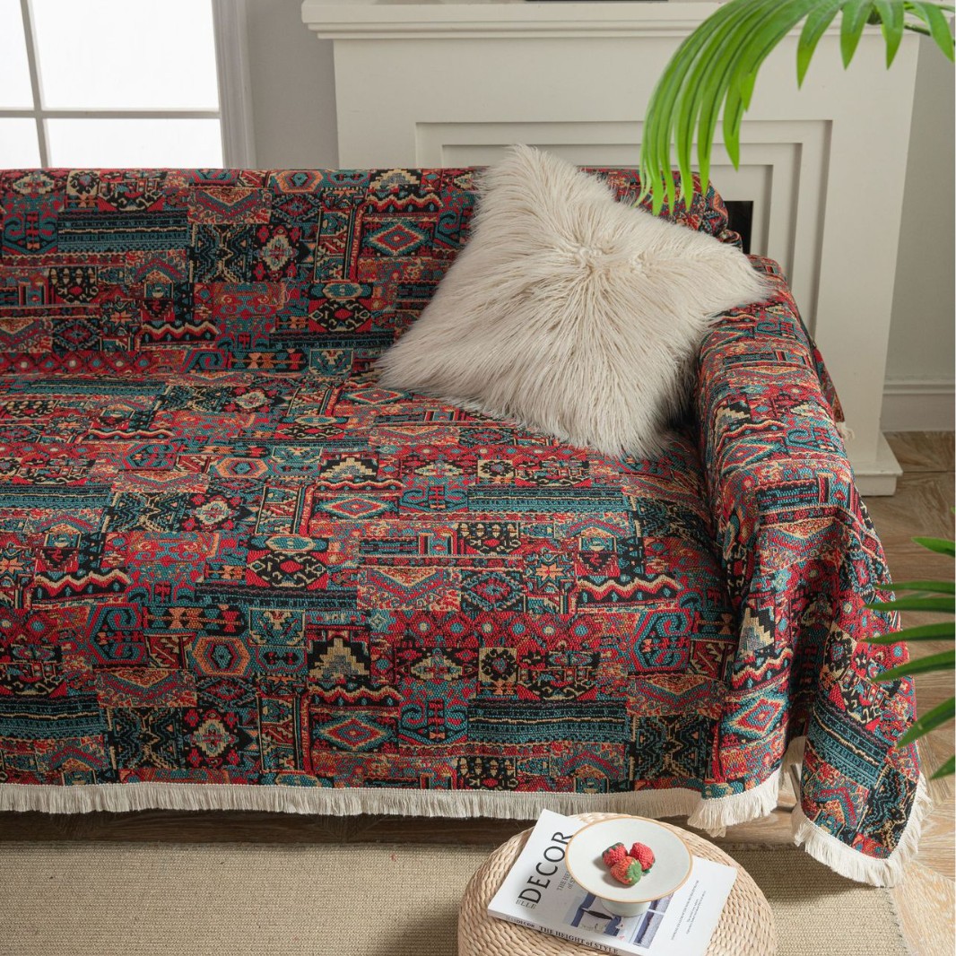 Yiman Qiyun Sofa Cover Cloth Anti-cat Scratch Sofa Towel Four Seasons Fabric American Style Retro Sofa Blanket Full Cover Dirt Resistant