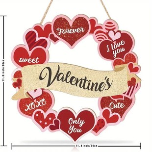 Cross-border Hot Foreign Trade Pink Love Valentine's Day Wooden Pendant Window Wall Pastoral Decorative Pendant