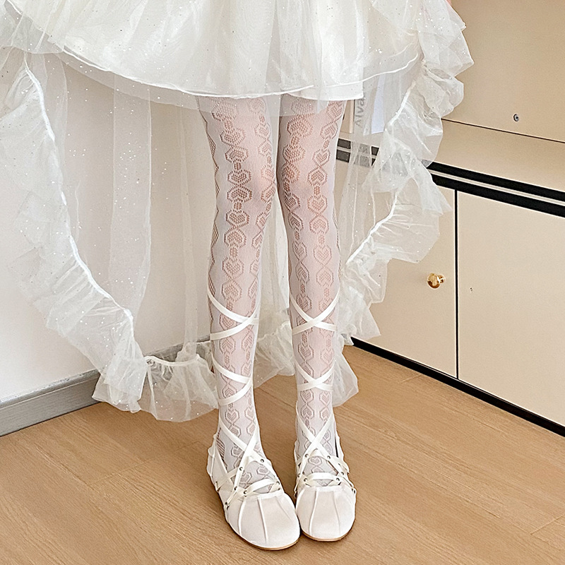 Primavera y verano Lolita chica medias diamante encantador jacquard adelgazamiento encaje hueco malla sexy pantyhose calcetines de red