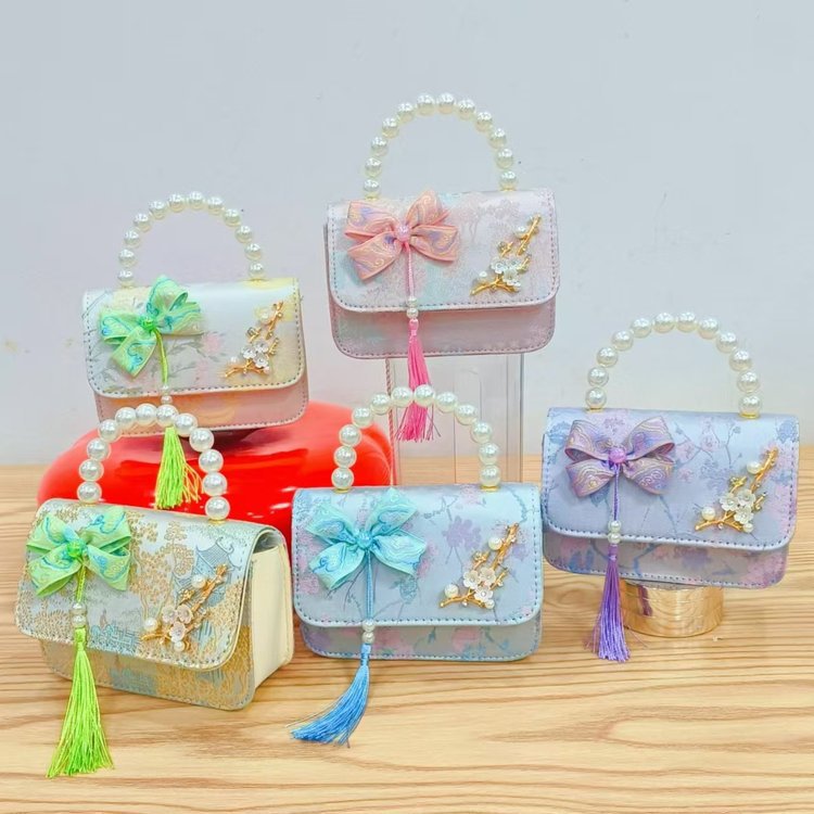 Bolso de hombro para niños caliente exquisito antiguo bolso de cambio para chicas lindas princesas al aire libre bolso de perlas casuales