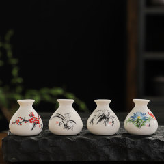 ミニ梅蘭竹菊陶磁器小花瓶小型水培小花挿し金持ち花フォトフレーム装飾道具小置物