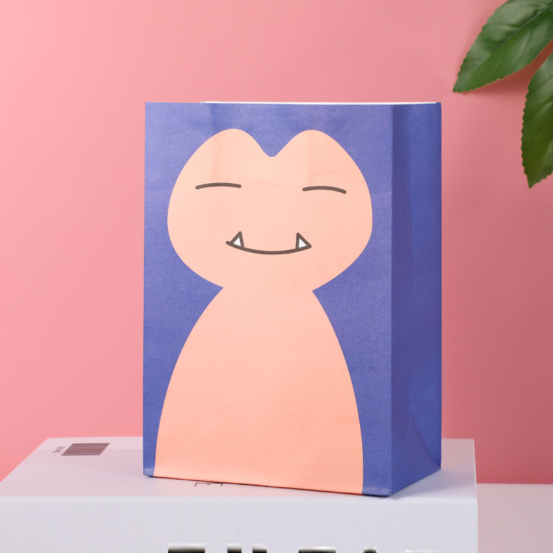 Nueva moda bolsa de regalo ins simple caramelo de dibujos animados fiesta plana pastel de bolsillo para hornear bolsa de papel de envasado de alimentos