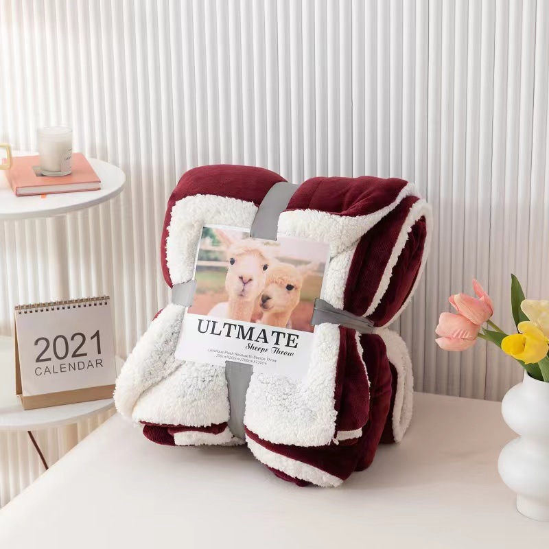 Transfronteriza exclusiva Amazon manta caliente Sherpa manta de lana de cordero engrosada cálida franela de doble capa en stock