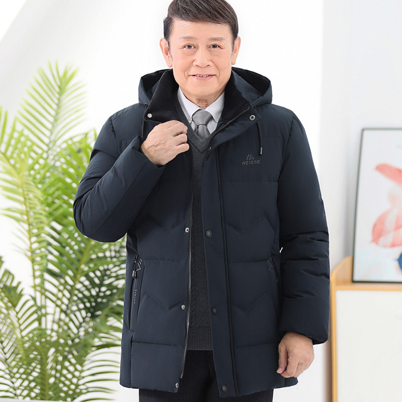 秋冬装爸爸棉衣外套加绒加厚保暖中老年棉服男士70爷爷羽绒棉袄