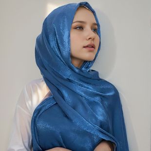New Color Malaysian Velvet Scarf Pure Color Fashion Ethnic Style French Simulated Silk Bag Satin Long Scarf for Women