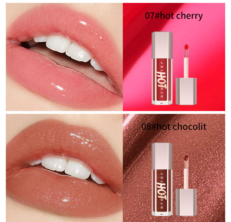 2023 Nuova vendita calda Otto colori Labbra trasparenti Miele Acqua Gloss Specchio Labbra Smalto Idratante e idratante Rossetto Trucco_voghion.com