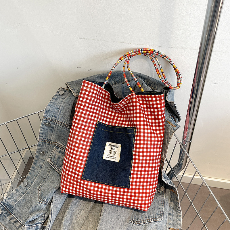 Ins nueva mochila de hombro de doble cara de mezclilla retro americana de doble uso de gran capacidad casual moda bolso de viaje