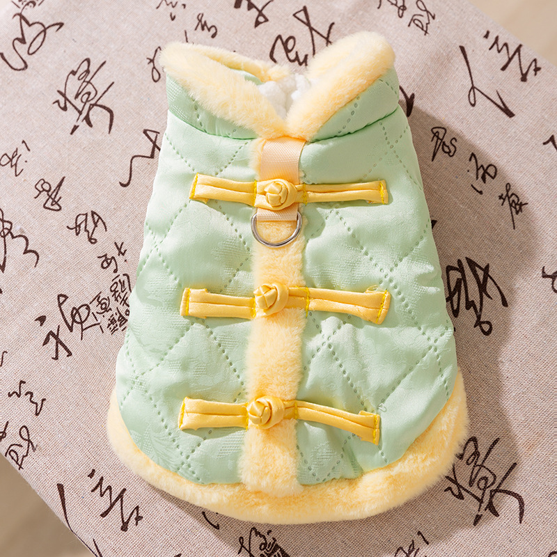 Año nuevo mascota Tang traje León danza pareja ropa de algodón acolchado ropa de Año Nuevo ropa de perro festivo gato dos pies ropa de perro caliente