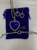 Necklace, bracelet, earrings, cloth bag