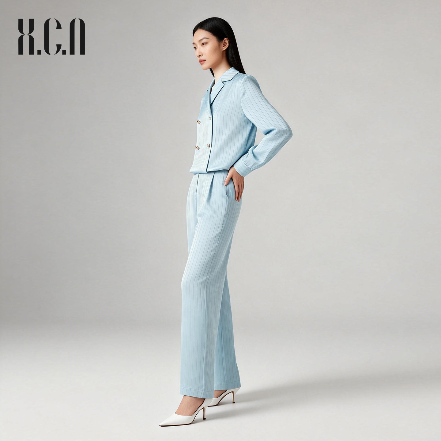 Xiangchun Niao 2026 Spring New Striped Suit Set for Women, Elegant Business Reception Fashion Workwear Professional Formal Wear