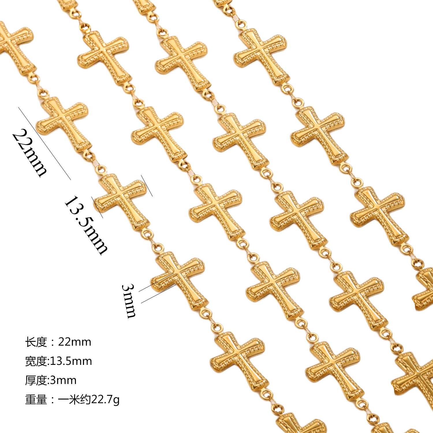 Hip-hop cadena hecha a mano de acero inoxidable hueco mar gotas cruz cadena DIY accesorios joyería al por mayor