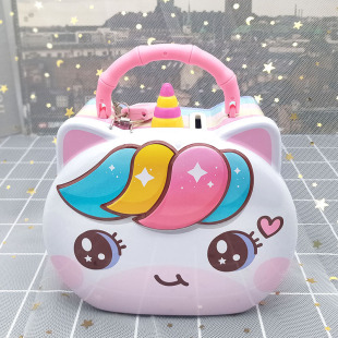 Drop-resistant Unicorn Piggy Bank Children's Cute Cartoon Piggy Bank Portable Iron Coin Bank Kindergarten Gift