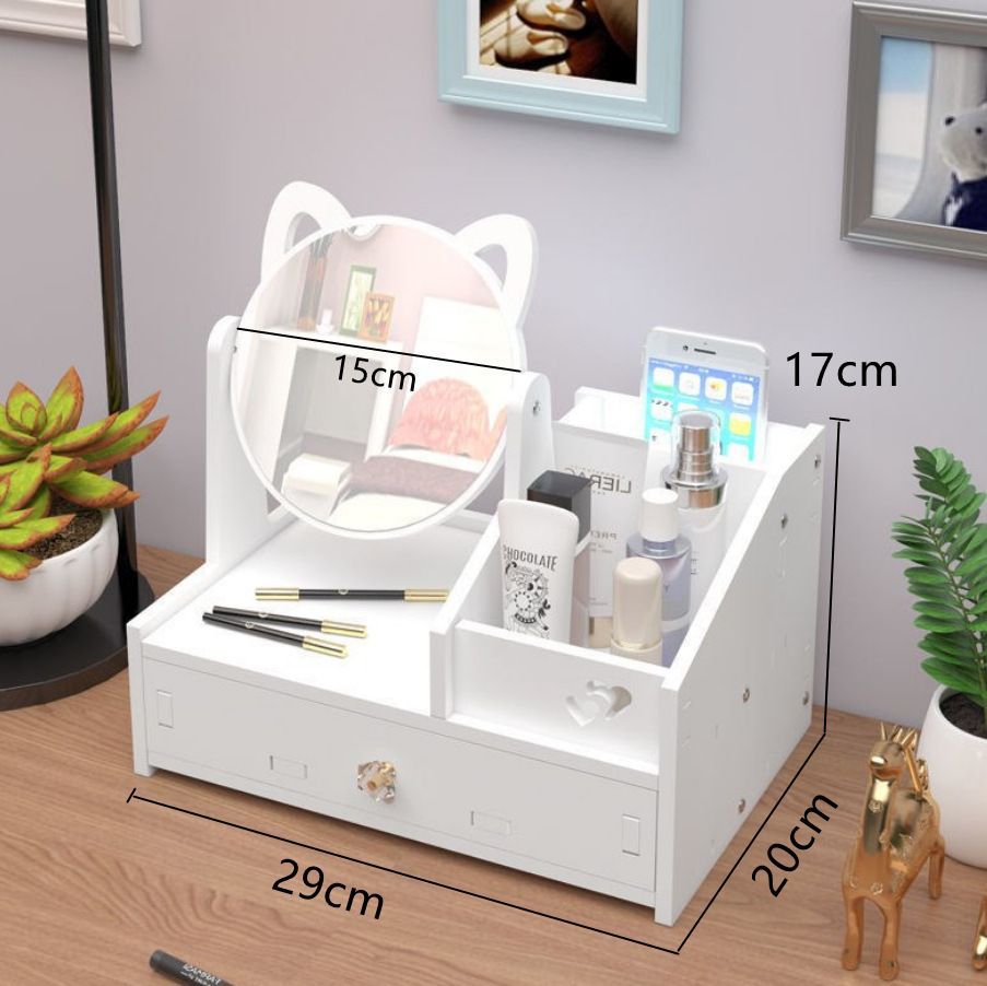 Espejo de maquillaje espejo portátil chica Internet celebridad escritorio vestidor espejo estudiante dormitorio tocador simple espejo con caja de almacenamiento