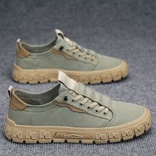 帆布男鞋秋季透气防臭休闲平板鞋懒人一脚蹬老北京布鞋无鞋带潮鞋