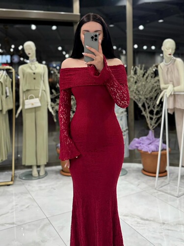 Women's long dresses are hot selling one-shoulder sexy lace long-sleeved dress dress
