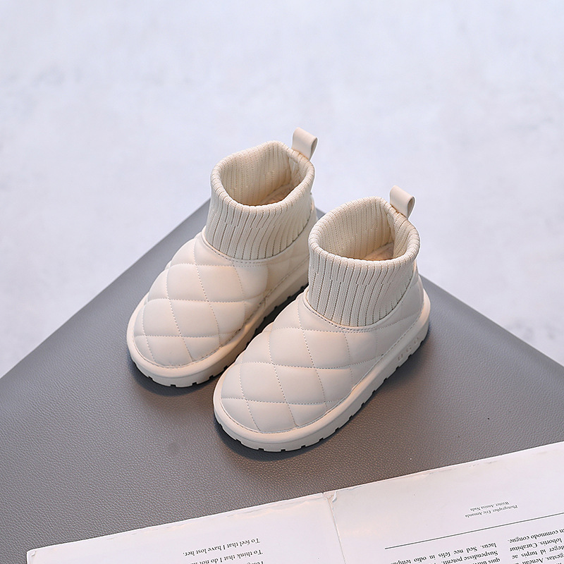 Tongku lapin imperméable neige B chaussures en coton pour enfants 2023 hiver nouvelles filles coton B peluche deux chaussettes en coton_voghion.com