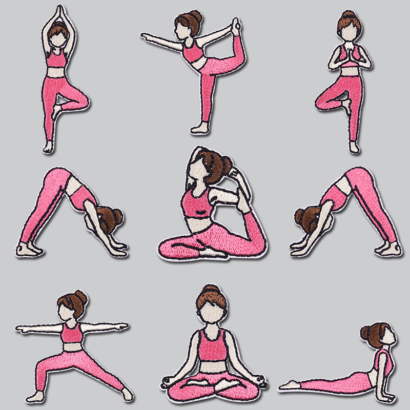 Cross-Border Korean-Style Cartoon Yoga Girl Embroidery Patch Pink Series Creative Art Children's Hat Decoration Iron-On Cross-Border Korean-Style Cartoon Yoga Girl Embroidery Patch Pink Series Creative Art Children's Hat Decoration Iron-On