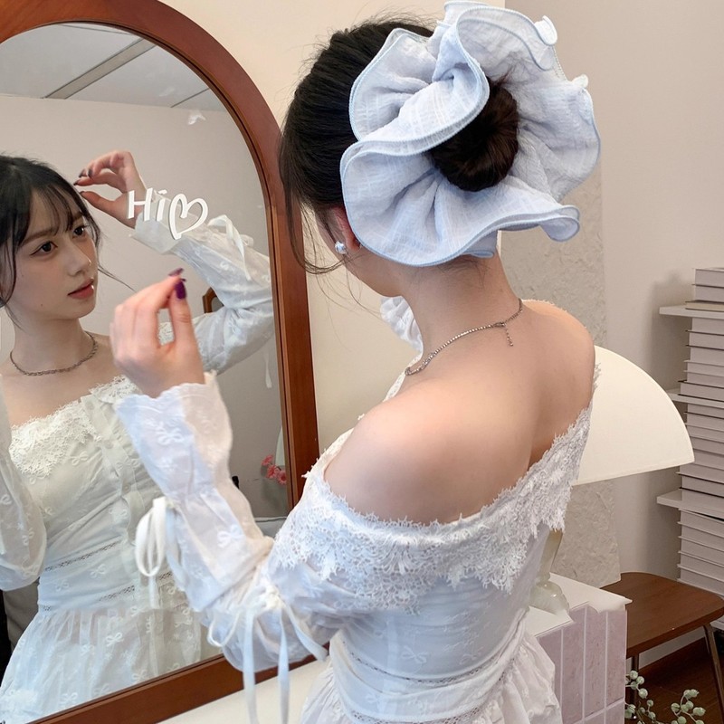 气质褶皱泡泡大肠发圈女扎头发不伤发头绳高弹力耐用发绳发饰护发|undefined