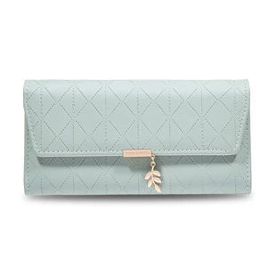 Long folding wallet, quilted design, capacious, multiple colors