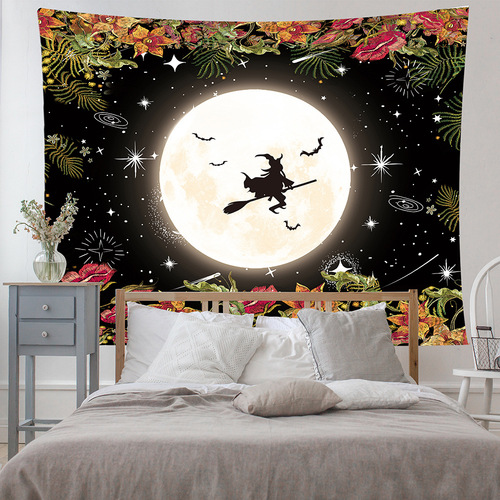 ins欧美家居用品月相花朵挂毯 亚马逊热销魔法系太阳月亮挂布墙饰