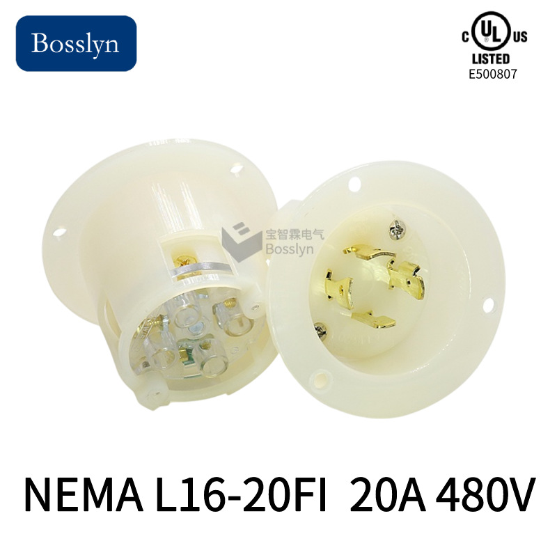 NEMA L16-20美标锁式四极工业插头 化工设备连接器 尼龙耐摔材质