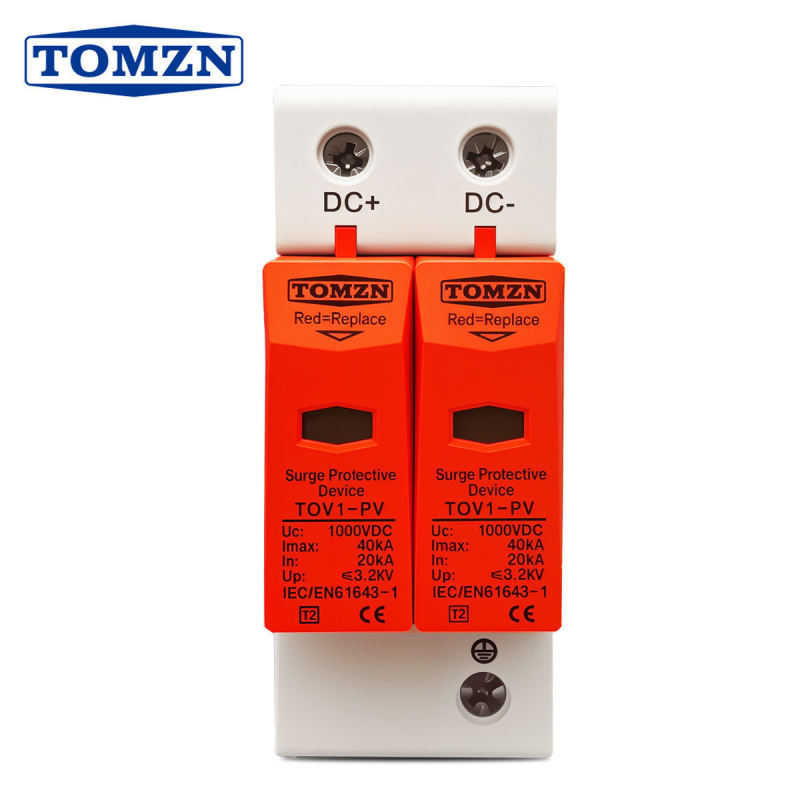 Tomzn Photovoltaic Surge Protector with Positive Dc Dc1000V 2P Lightning Protection Surge Protector Tomzn Photovoltaic Surge Protector with Positive Dc Dc1000V 2P Lightning Protection Surge Protector