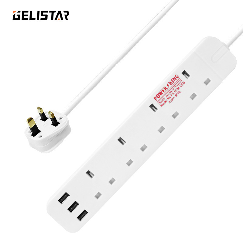 厂家批发英式英规插线板3位3USB多功能插座外贸供应