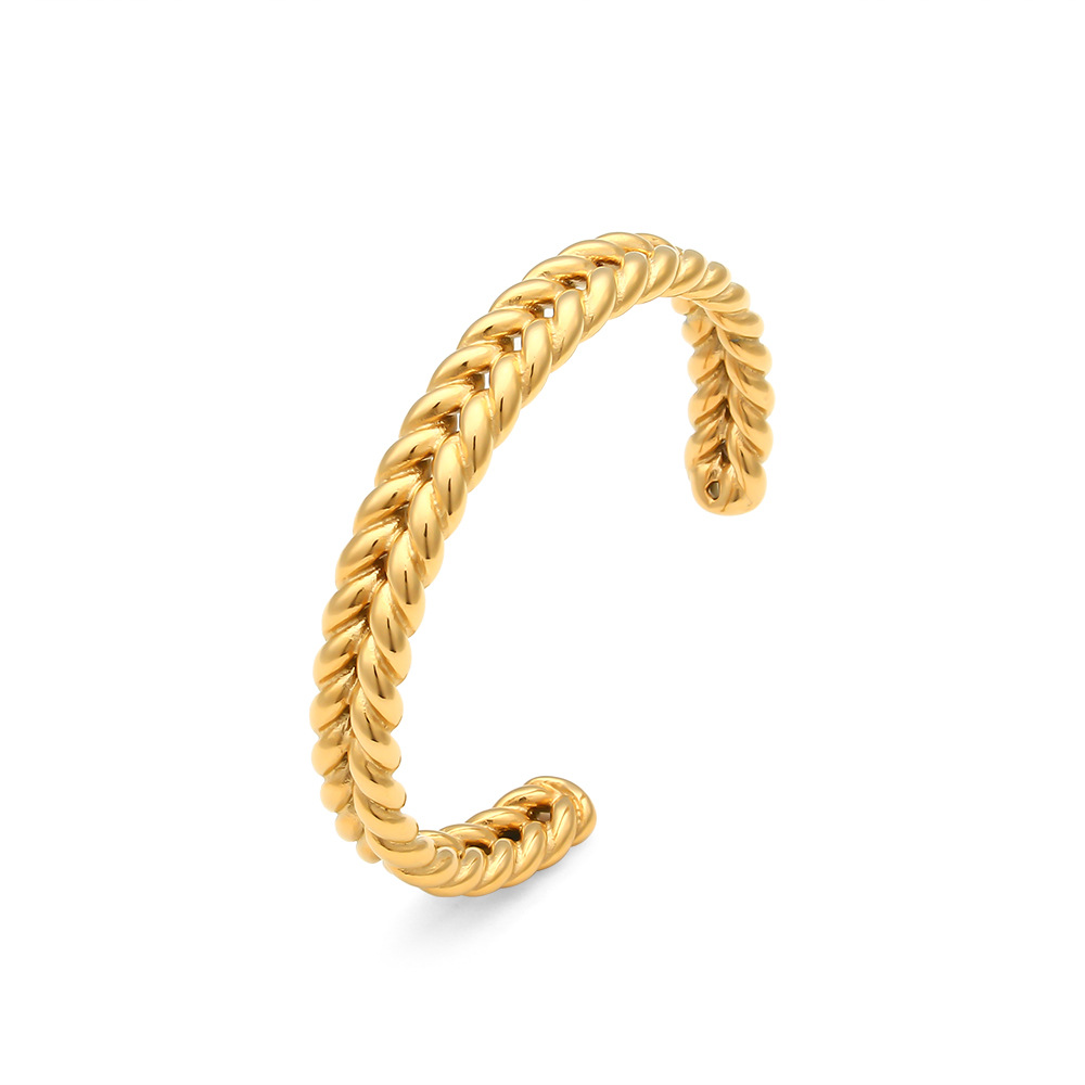 Simple Fashion Twist Wheat Pattern Woven Open Colorful Oil Stainless Steel Bracelet display picture 6