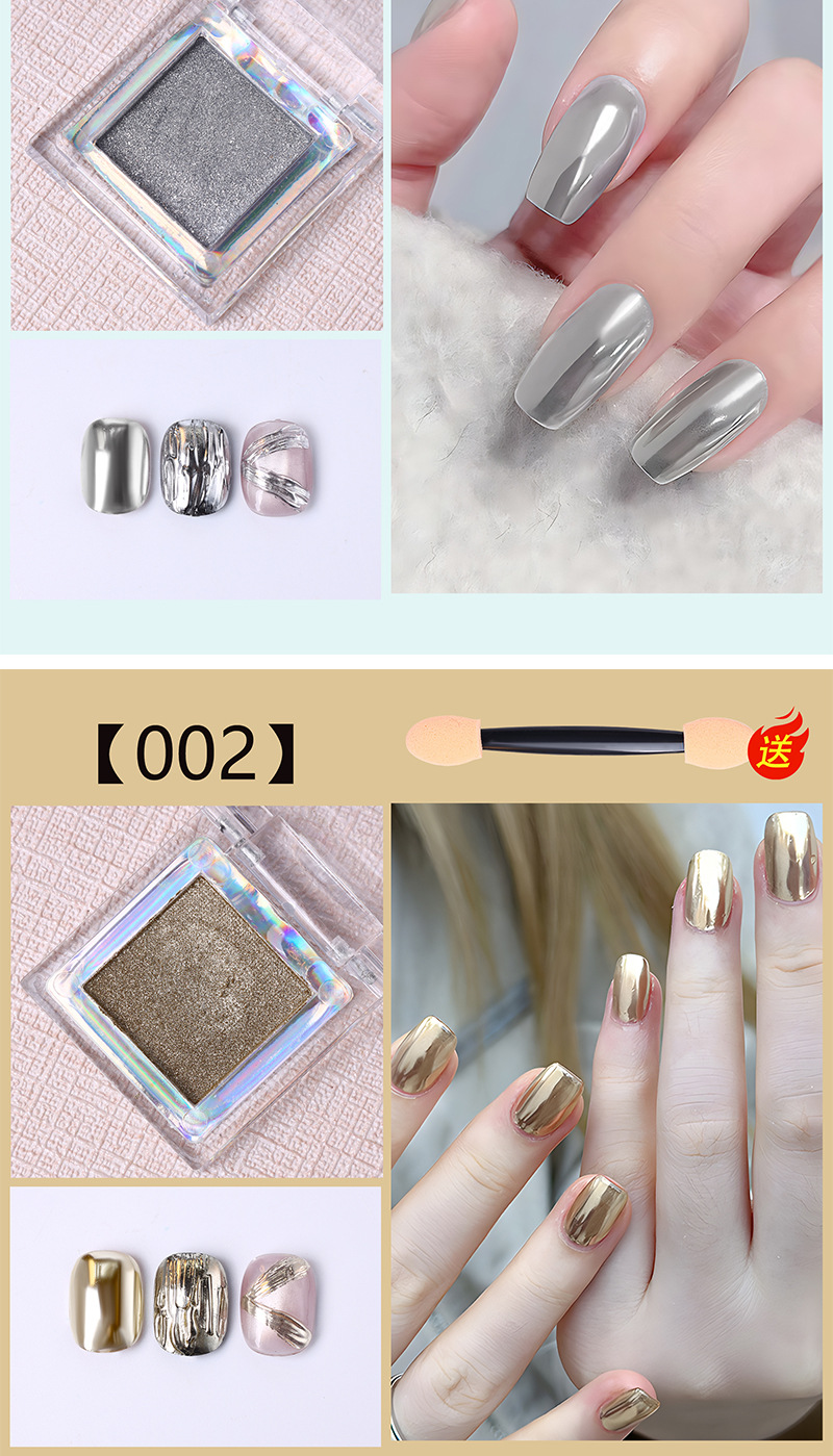 New Nail Art Metallic Solid Magic Mirror Powder Platinum Powder Gold Silver Rose Gold High-Gloss Mirror Metallic Glitter Powder