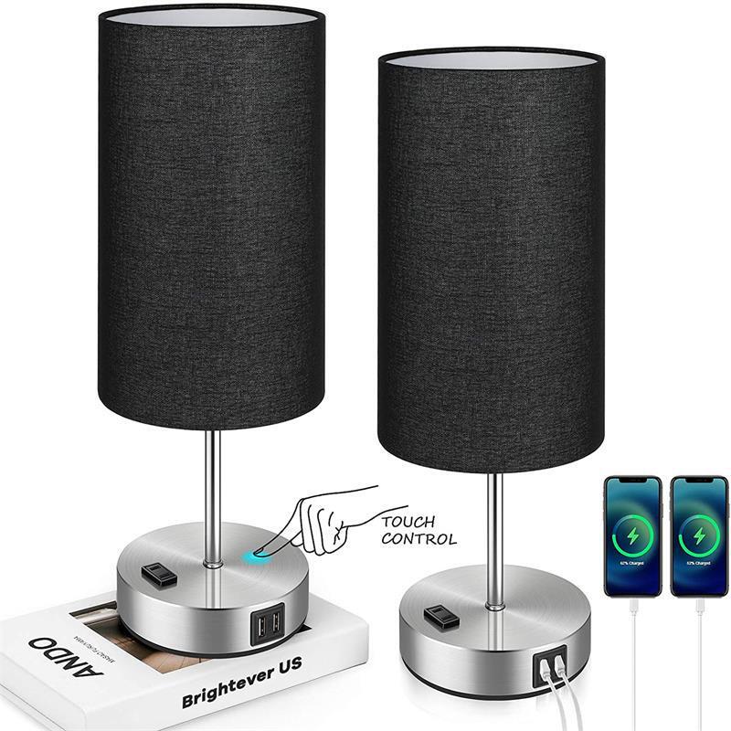 Table lamp led modern simple European touch three-speed dimming with power socket USB port bedroom bedside table lamp Table lamp led modern simple European touch three-speed dimming with power socket USB port bedroom bedside table lamp