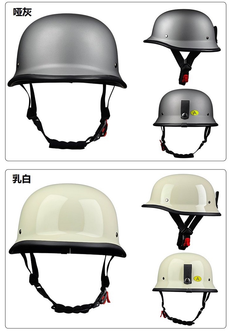 New National Standard 3C Retro Soldier Helmet Motorcycle Helmet Half Helmet Summer German Harley Cruise Scoop Helmet Large Head Circumference