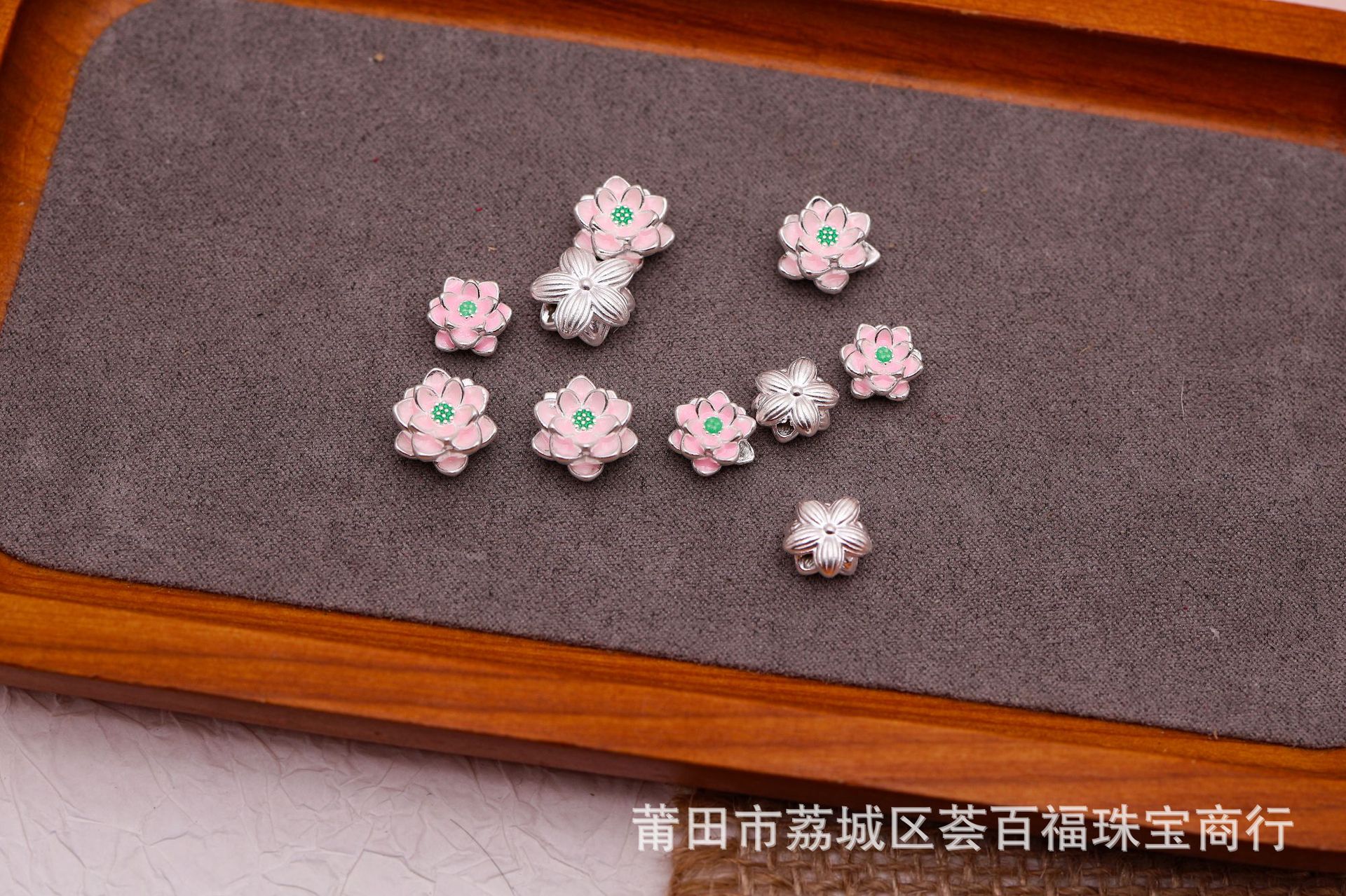 Colorful Lacquerware Pure Silver 999 Lotus Cross-Hole Bracelet Accessories DIY Handmade Materials Bracelet 3D Hard Silver Spacer Beads